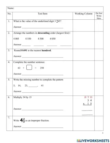 Eott mathematics. std III. term III