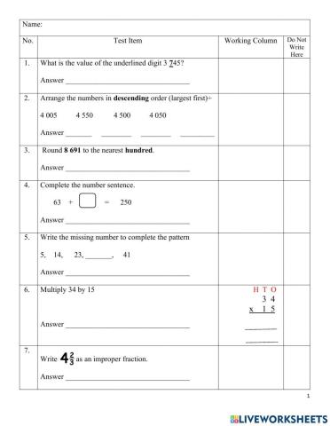 Eott mathematics. std III. term III