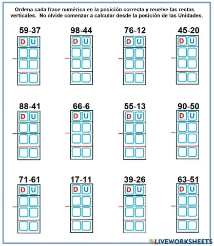 Restas simples de dos dígitos