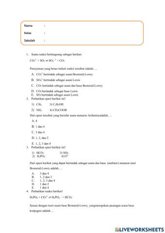 Evaluasi Teori Asam Basa