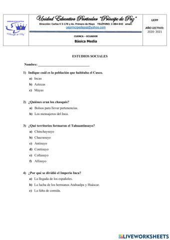 Cuestionario Estudios Sociales