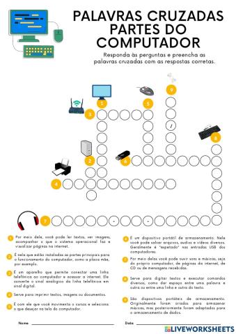 Cruzadinhas - partes do computador