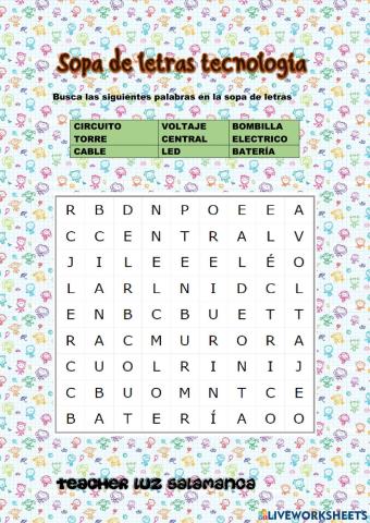 Sopa de letras tecnología