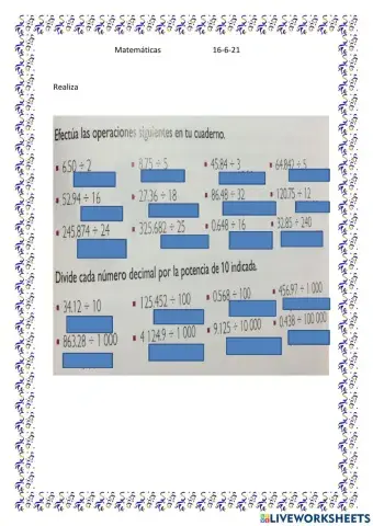 Division de números decimales