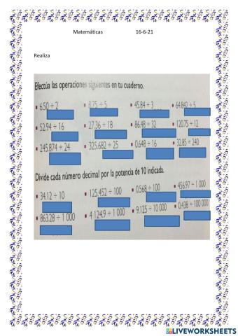 Division de números decimales
