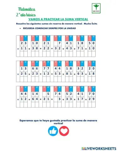 Suma vertical sin reserva