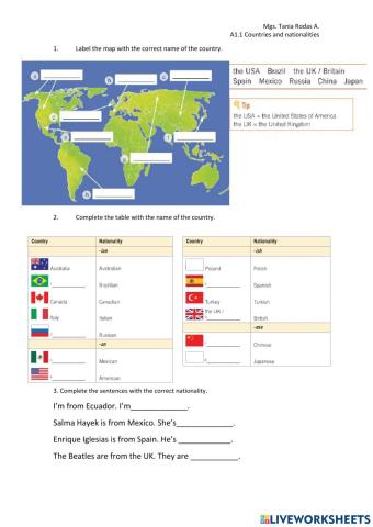 Countries and nationalities