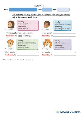 Year 4: In The Past (page 24) Workbook