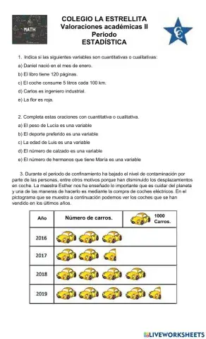 Valoración IIP Estadística 3ro