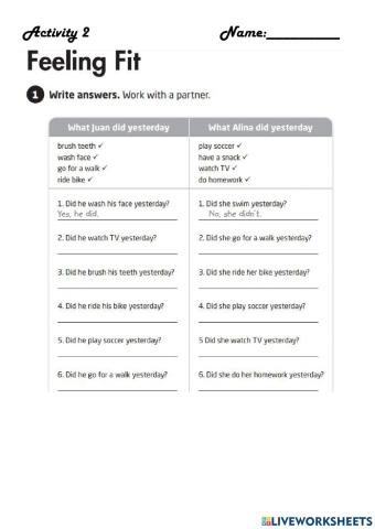 Activity 2: Grammar and vocabulary