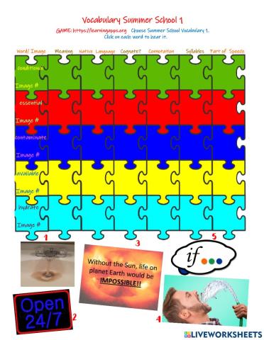 Summer School Vocabulary 1