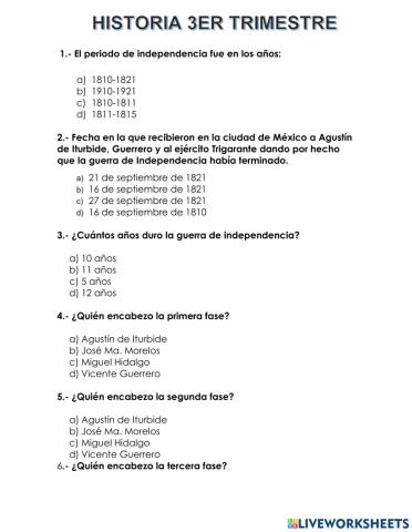 Evaluación tercer trimestre