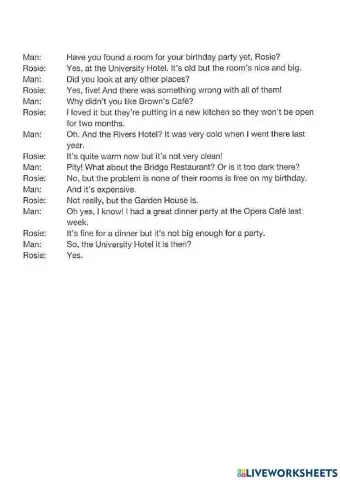 Listen and fill in the blanks part 2 KET 6.2