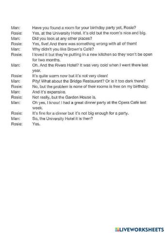 Listen and fill in the blanks part 2 KET 6.2