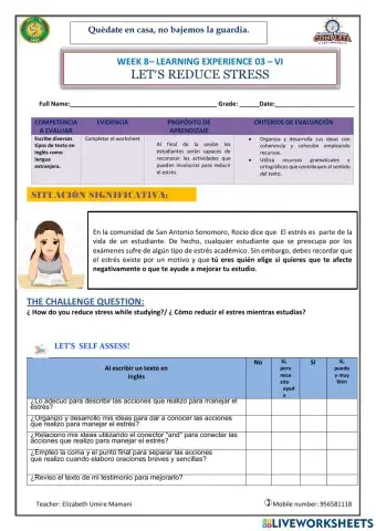 Let's reduce stress-1º and 2º