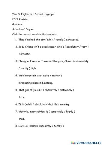 ES2: Adverbs degree