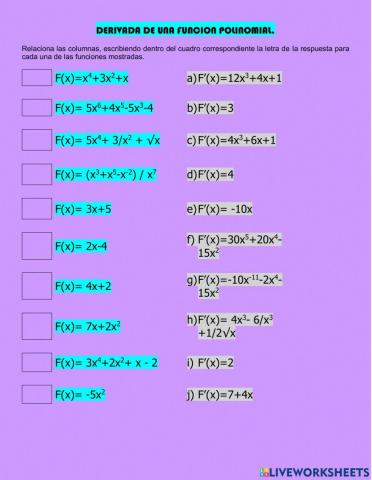 Derivadas de funciones polinomiales
