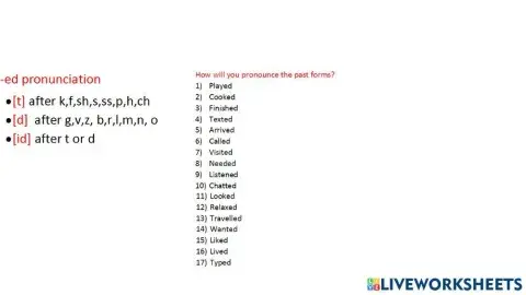 Past simple regular verbs pronunciation