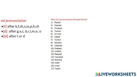 Past simple regular verbs pronunciation