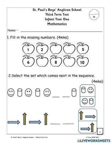 Mathematics - End of Term - Term 3 2021