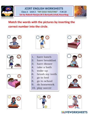 JCERT ENGLISH CLASS 2 UNIT 2 My Daily Routine