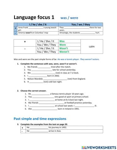 Language Focus 1 Past Simple