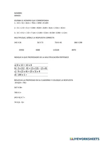 Lección propiedades multiplicación