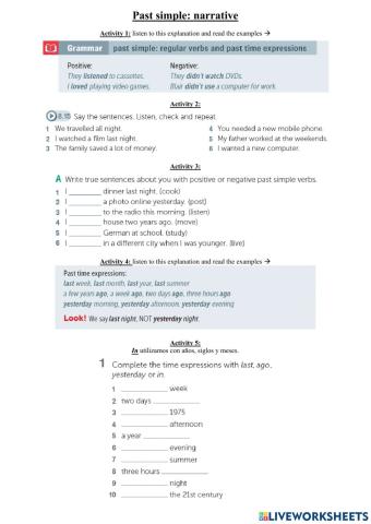 Past time expressions