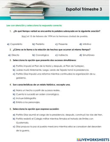 Examen Español Trimestre 3