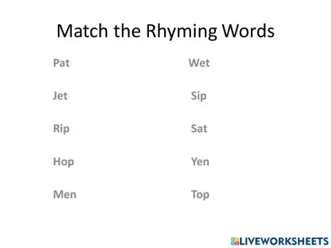 Match the Rhyming Words