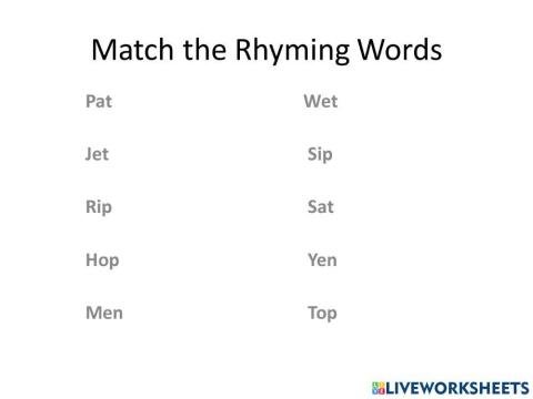 Match the Rhyming Words