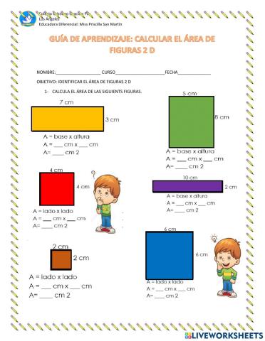 Guía de aprendizaje, área de figuras