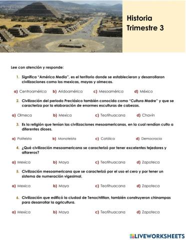 Examen Historia Trimestre 3
