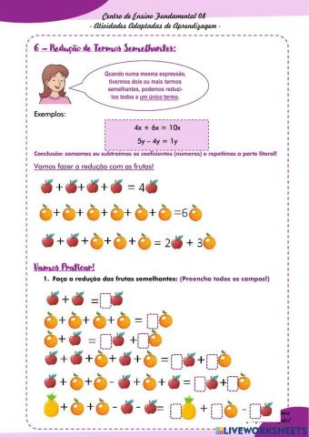 Atividade Adaptada 6: Redução de termos semelhantes 1
