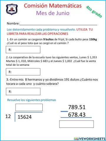 Comisión de matemáticas 4to grado