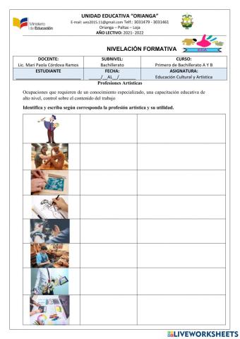 Profesiones artisticas