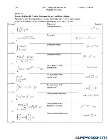 Integración por cambio de variable