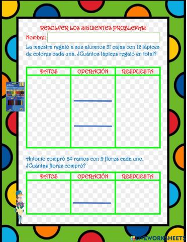 Problemas de multiplicación y división