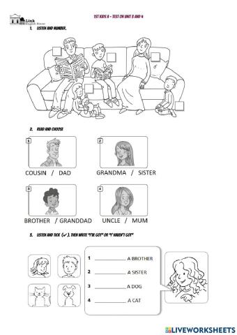 1st kids A test on Units 3 and 4