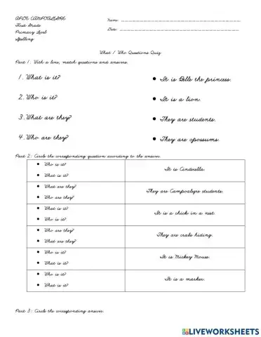 Who and What Questions