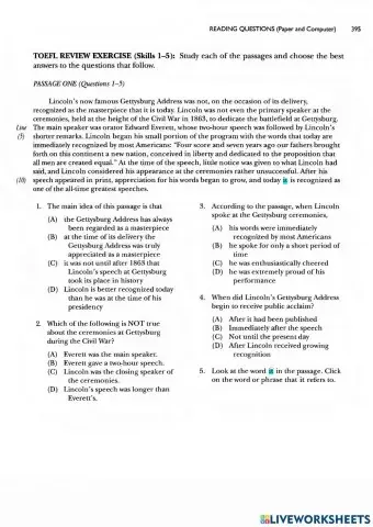 Reading TOEFL skills 1 to 5