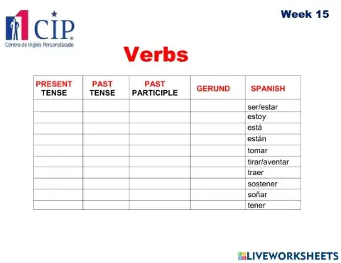 Verbs Exam Week 15