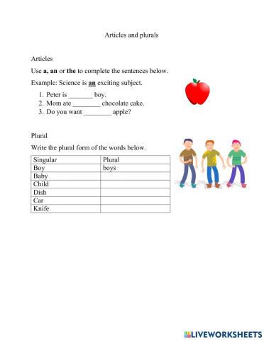 Articles and plural nouns