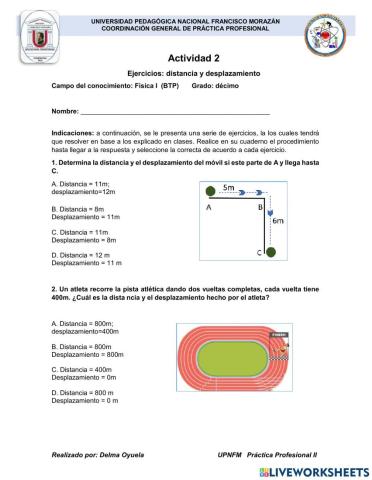 Ejercicios distancia y desplazamiento
