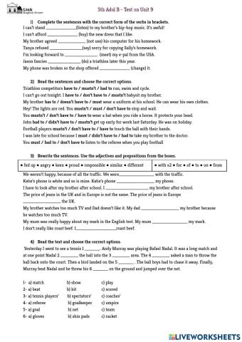 5th Adol Test on Unit 9