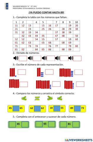 Numeración hasta 89