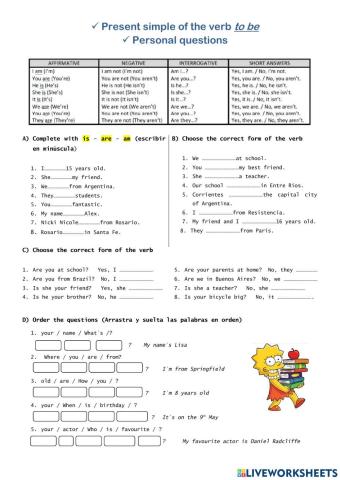 To be - personal questions