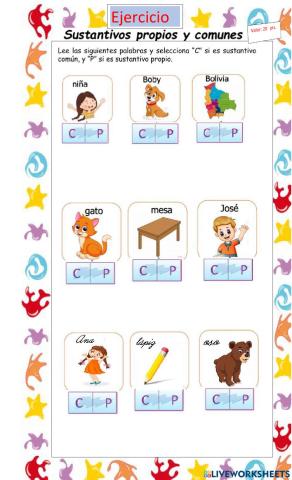 Sustantivo Propios y comunes