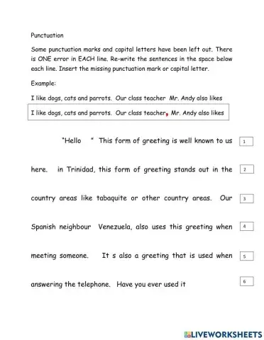Punctuation Worksheet