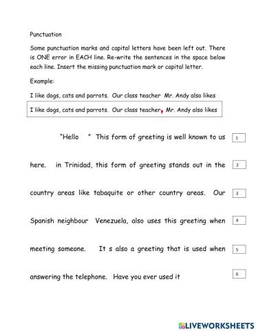 Punctuation Worksheet